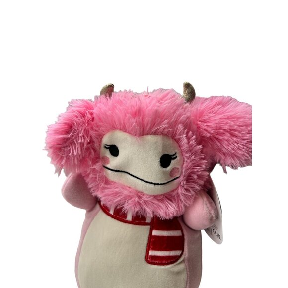 Squishmallows HugMees Brina the Pink Bigfoot 10" Christmas Scarf Plush Doll Toy - Picture 2 of 10
